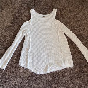 Knit open shoulder sweater